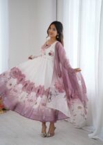 Heritage Gulabi Resham Anarkali Ensemble - Image 5
