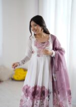 Heritage Gulabi Resham Anarkali Ensemble - Image 6