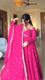 Rani Pink Maharani Anarkali Ensemble - Image 3