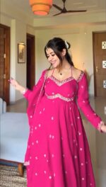 Rani Pink Maharani Anarkali Ensemble