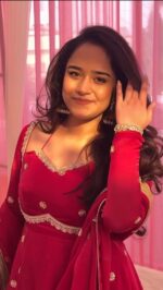 Maharani Sindoor Red Silk Anarkali - Image 2