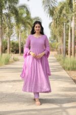 Majestic Midnight Purple Resham Anarkali - Image 5