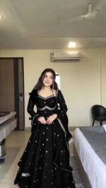 Regal Midnight Black Zari Anarkali - Image 2