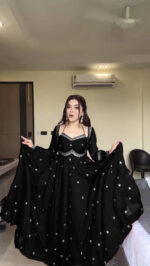 Regal Midnight Black Zari Anarkali