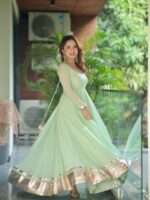 Regal Pista Green Resham Anarkali Set - Image 2