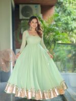 Regal Pista Green Resham Anarkali Set