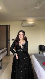 Regal Midnight Black Zari Anarkali - Image 4