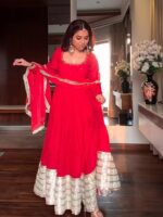 Regal Sindoor Red Zari Anarkali Set - Image 12