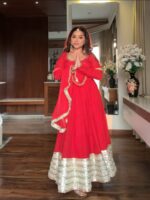 Regal Sindoor Red Zari Anarkali Set - Image 11