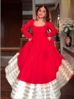 Regal Sindoor Red Zari Anarkali Set - Image 9