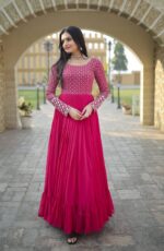 Regal Rani Pink Silk Anarkali - Image 2