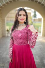 Regal Rani Pink Silk Anarkali - Image 3