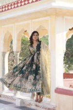 Royal Rama Green Resham Anarkali Ensemble - Image 3