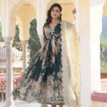 Royal Rama Green Resham Anarkali Ensemble