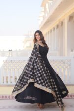 Royal Midnight Black Silk Anarkali
