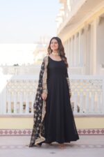 Royal Midnight Black Silk Anarkali - Image 2