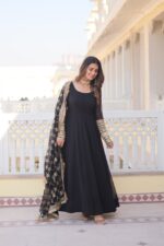 Royal Midnight Black Silk Anarkali - Image 4