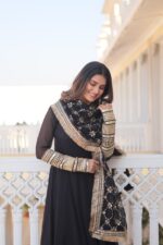Royal Midnight Black Silk Anarkali - Image 8