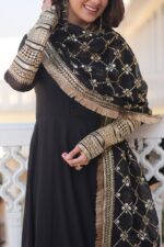 Royal Midnight Black Silk Anarkali - Image 7