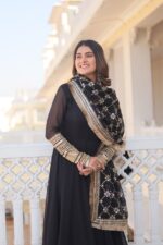 Royal Midnight Black Silk Anarkali - Image 5