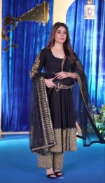 Midnight Black Maharani Anarkali Set - Image 3