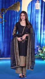 Midnight Black Maharani Anarkali Set