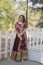Royal Sindoor Red Resham Ensemble - Image 6