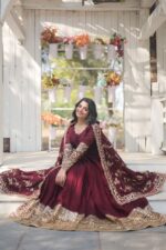 Royal Sindoor Red Resham Ensemble - Image 3