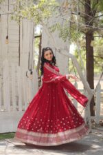 Royal Resham Anarkali in Sindoor Red - Image 14