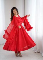 Imperial Sindoor Red Zari Anarkali Set