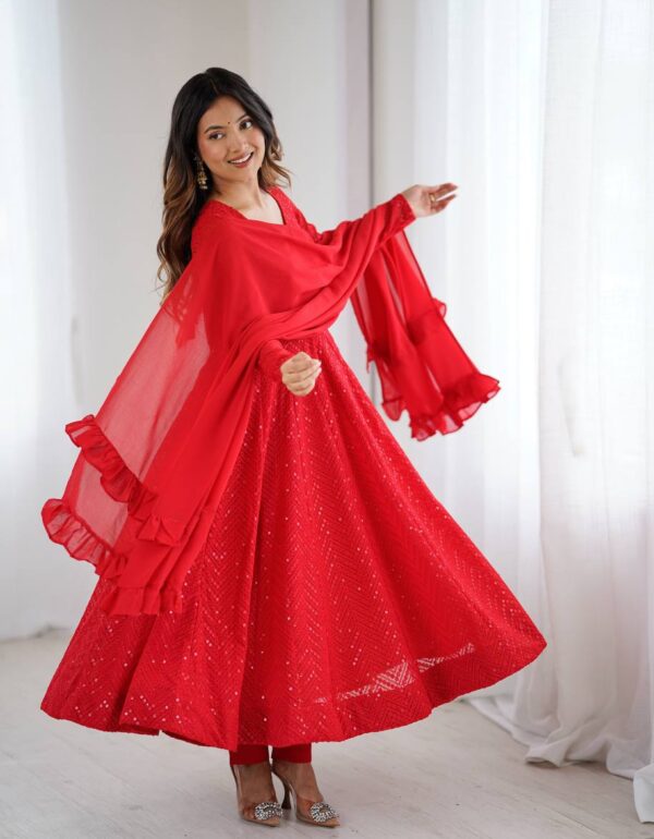 Imperial Sindoor Red Zari Anarkali Set