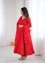Imperial Sindoor Red Zari Anarkali Set - Image 6