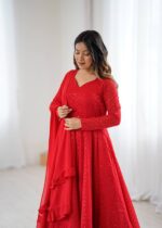 Imperial Sindoor Red Zari Anarkali Set - Image 10