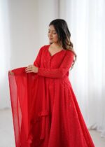 Imperial Sindoor Red Zari Anarkali Set - Image 8