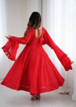 Imperial Sindoor Red Zari Anarkali Set - Image 7