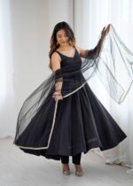Midnight Black Maharani Anarkali Set
