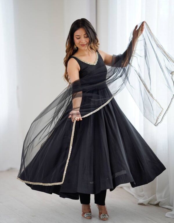 Midnight Black Maharani Anarkali Set