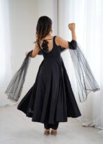Midnight Black Maharani Anarkali Set - Image 7
