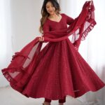 Regal Sindoor Red Zari Anarkali Set