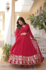 Majestic Rani Pink Resham Ensemble - Image 5