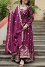 Royal Sindoor Red Zari Sharara Ensemble - Image 4