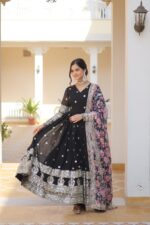 Regal Midnight Blue Resham Anarkali - Image 13