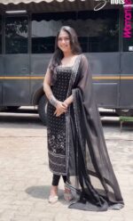 Regal Midnight Black Resham Kurti Ensemble