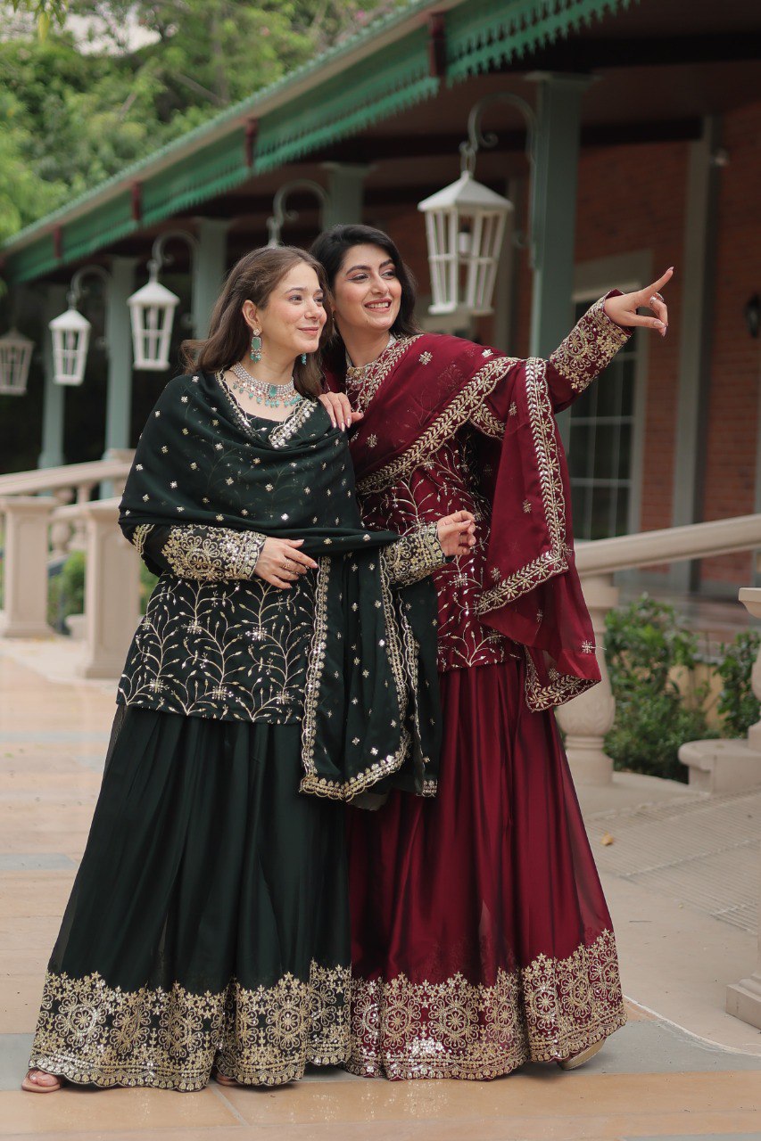 photo_6210971092173046022_y Regal Rani Pink Resham Kurti Set - Image 1