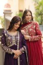 Royal Rani Pink Sequin Kalidar Gown - Image 11