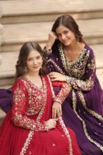 Royal Rani Pink Sequin Kalidar Gown - Image 13