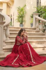 Royal Rani Pink Sequin Kalidar Gown - Image 17