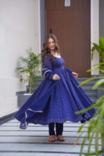 Midnight Blue Heritage Cotton Anarkali Set