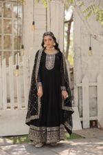Royal Midnight Blue Resham Anarkali - Image 7