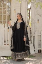 Royal Midnight Blue Resham Anarkali - Image 8